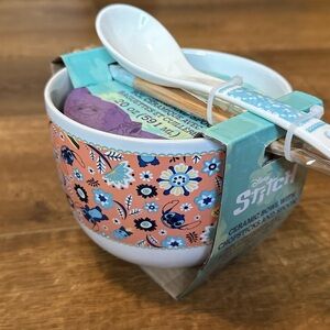 Disney Stitch Orange and Blue Floral Bowl Set